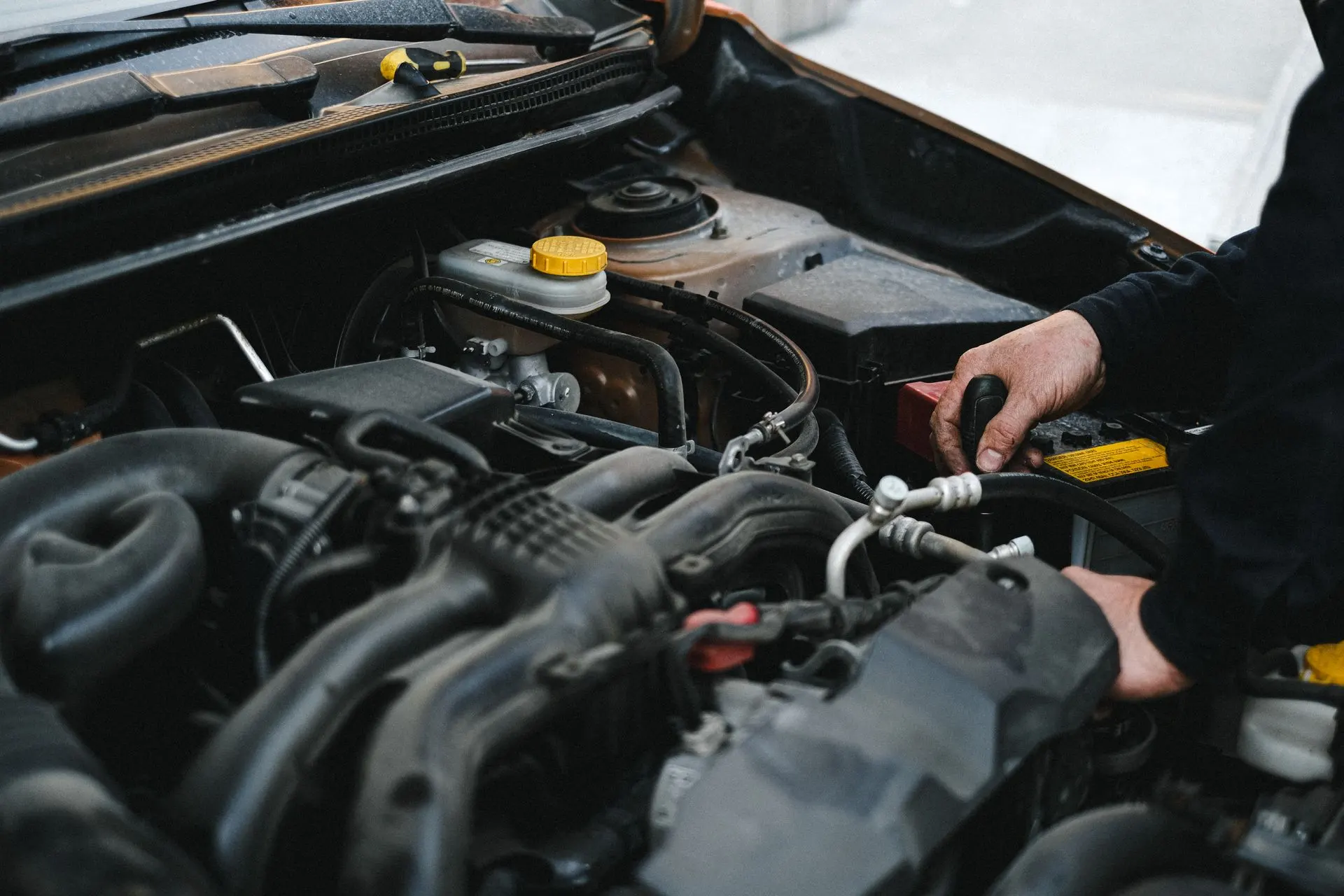 Auto service bay with a vehicle in for repair